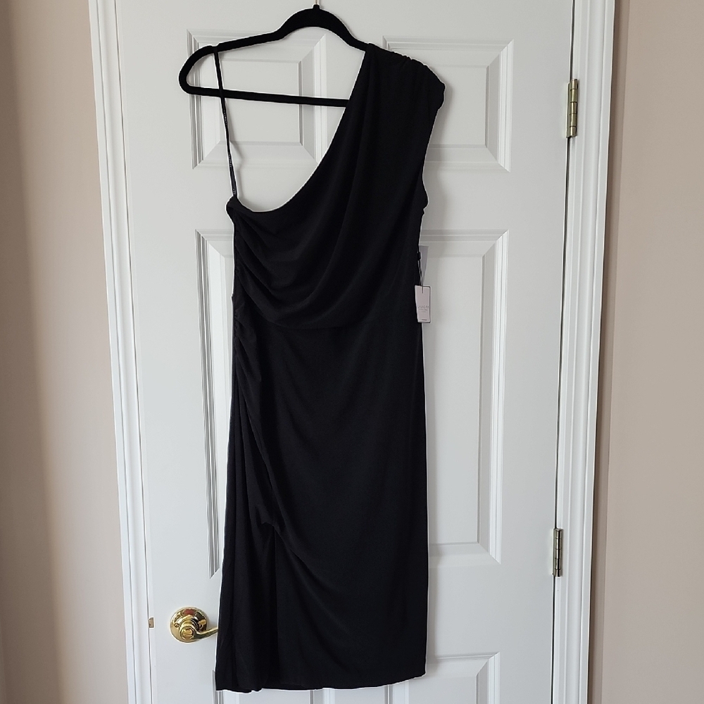 Laundry By Shelli Segal Elegant Black One-Shoulder Dress